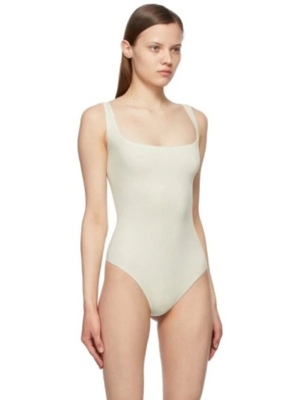 SKIMS Fits Everybody Square Neck Bodysuit Bone Size XS NWT